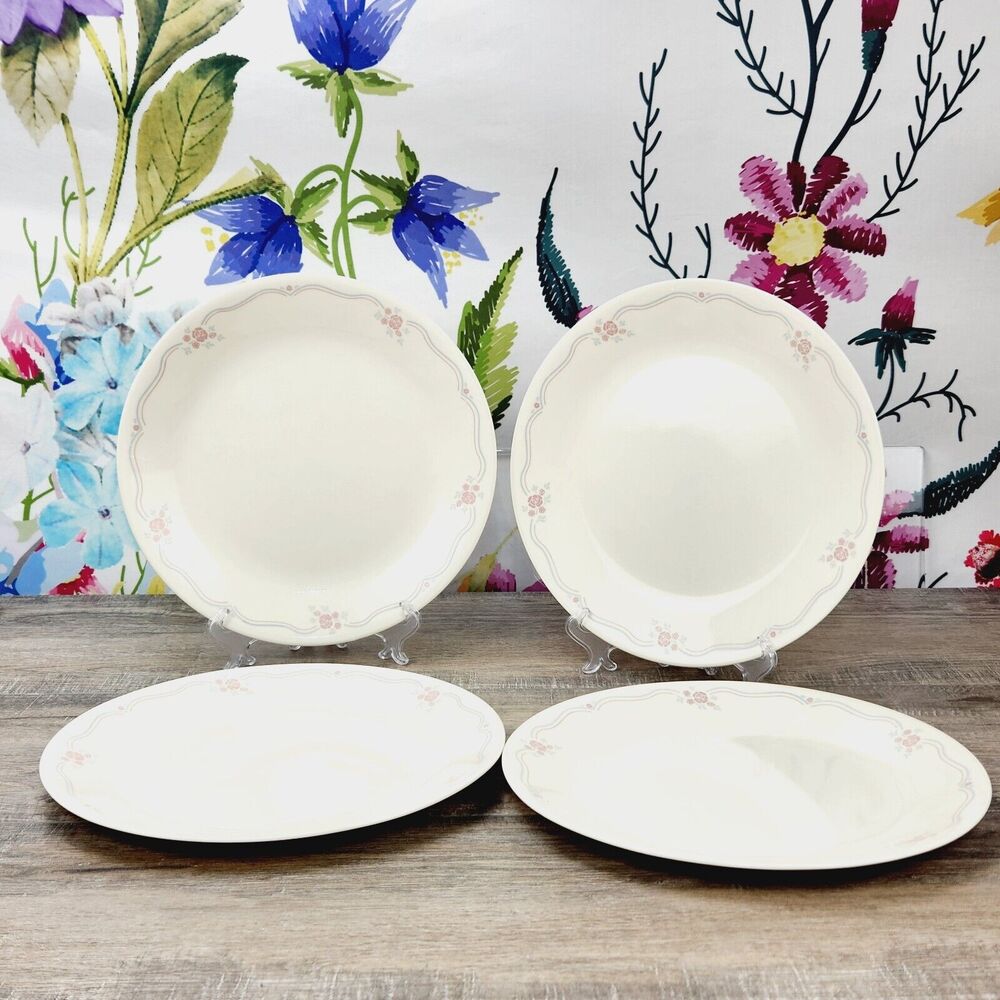 Corelle English Breakfast 10 1/4 " Dinner Plates Lot of 4 Corning Vintage